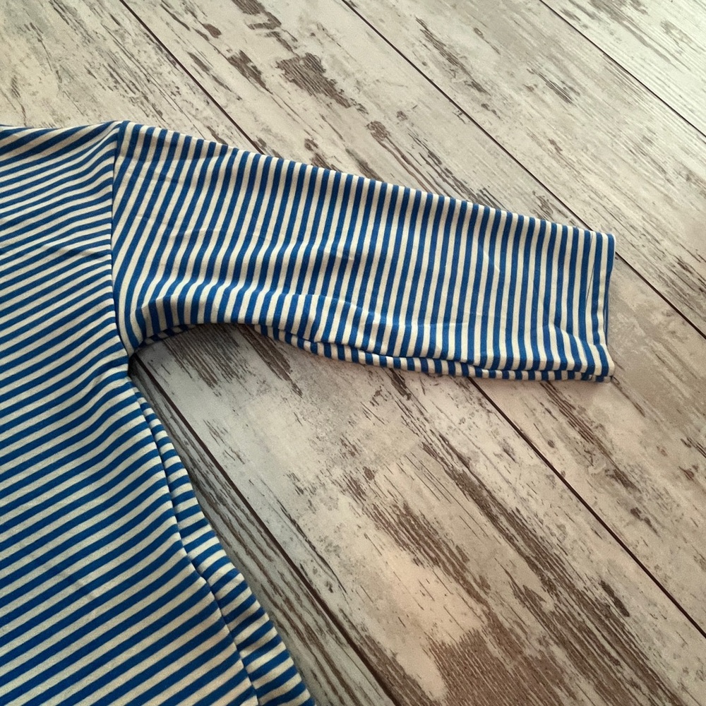 NWOT Oversized Blue & White Striped Sweater – XL – Neon Trim & Silver Button - Picture 8 of 16